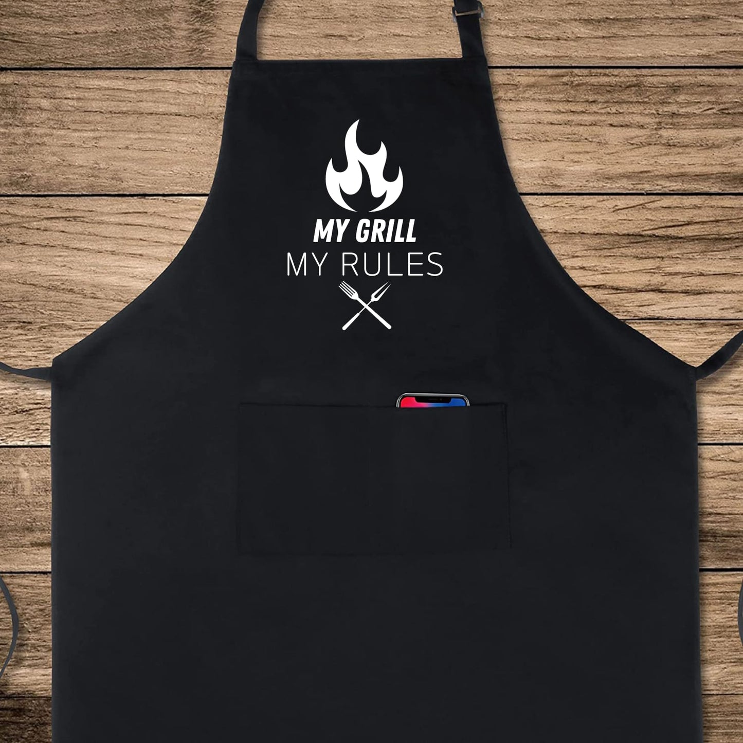 My Grill My Rules Funny Aprons for men Printed Apron Gift for Her Chef Apron Kitchen Apron BBQ Apron Gift Baking Apron Father Day Gift