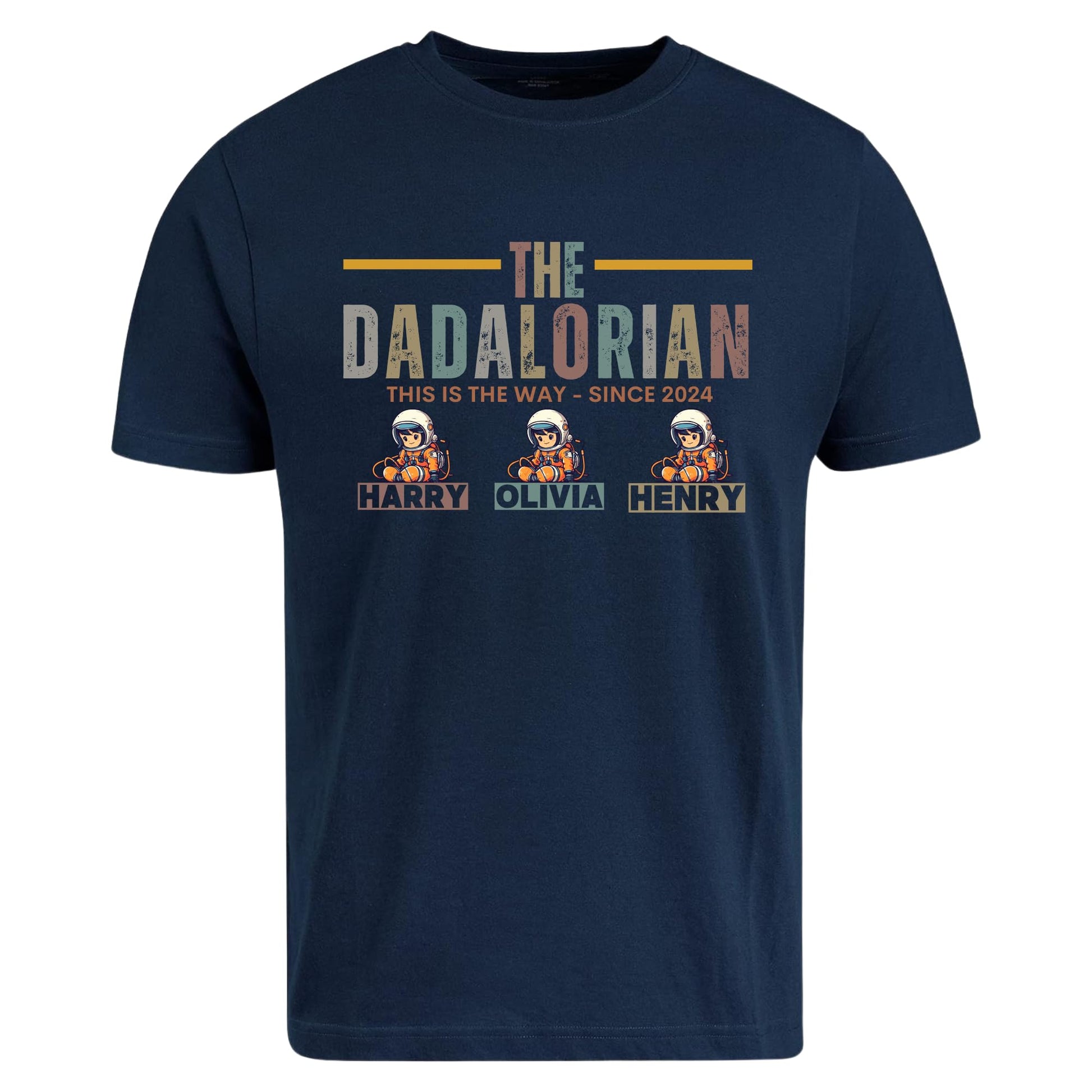Be Buz The DADALORIAN Shirt Custom Father's Day Shirt with Kid Names Personalized Dad T-Shirt Funny Gift for Him from Kids Mandalorian-Inspired Dad Tee - Top Tee
