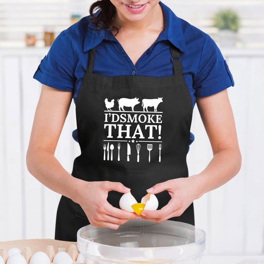 I'D Smoke That Funny Aprons for Women Printed Apron Gift for Her Chef Apron Kitchen Apron BBQ Apron Gift Baking Apron Father Day Gift