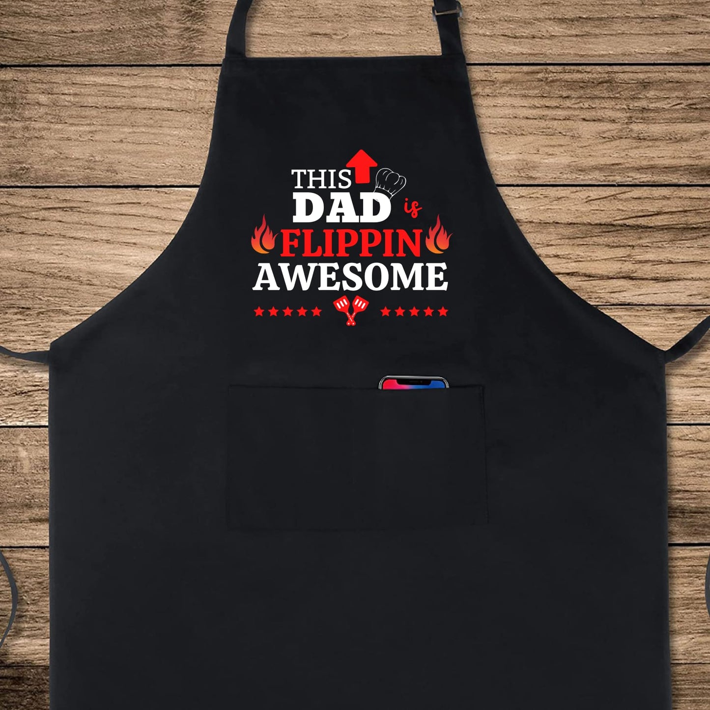 This Dad Is Flippin Awesome Funny Aprons for men Printed Apron Gift for Her Chef Apron Kitchen Apron BBQ Apron Gift Baking Apron Father Day Gift