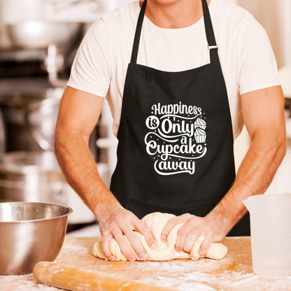 Happiness Is Only a Cupcake Away Funny Aprons for men Printed Apron Gift for Her Chef Apron Kitchen Apron BBQ Apron Gift Baking Apron Father Day Gift