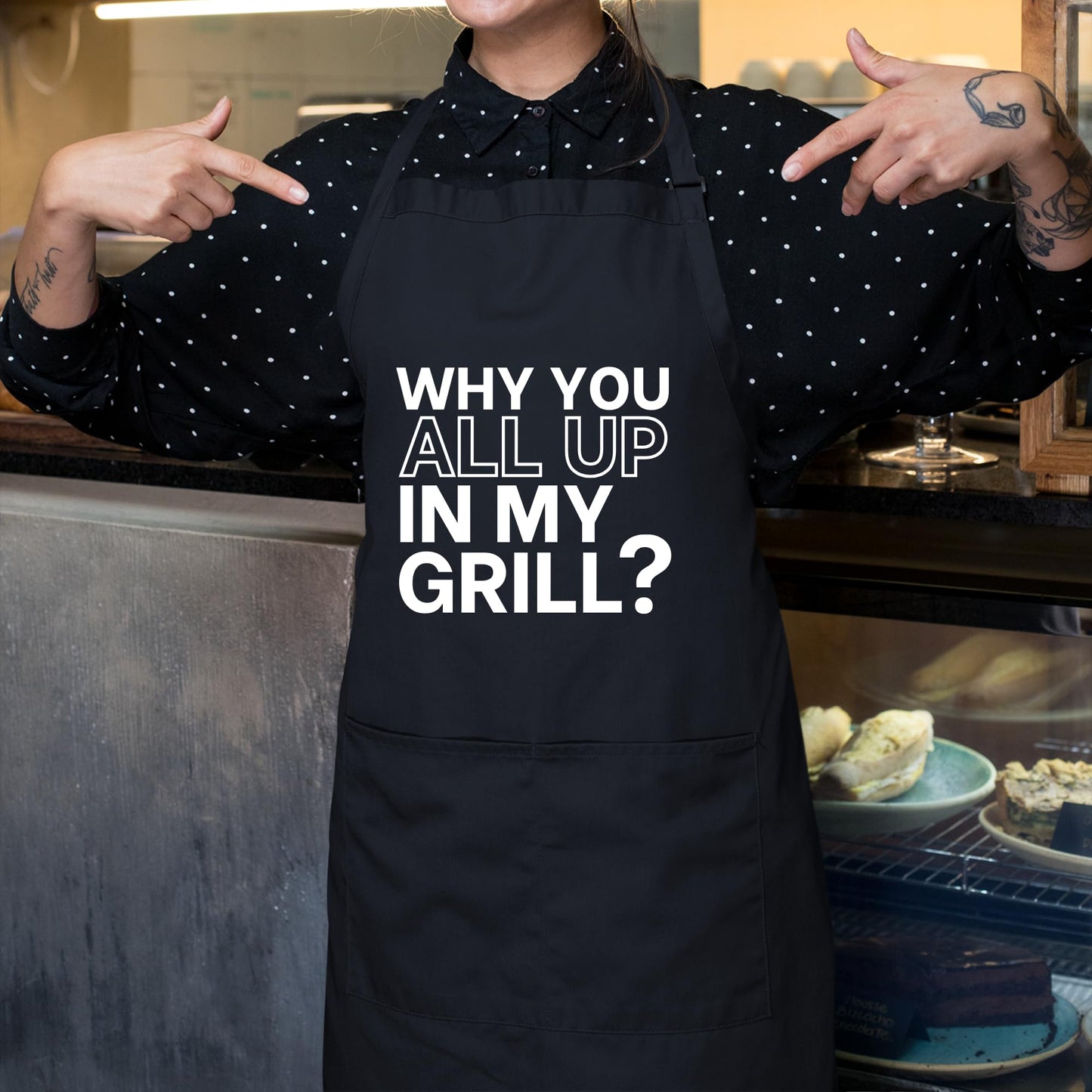 Why You All Up In My Grill? Funny Aprons for Women Gift for Her aprons for men Father Day Gift Birthday Gifts for Husband Grilling Apron