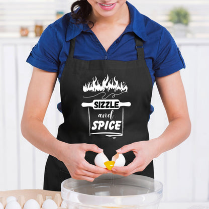 Sizzle And Spice Funny Aprons for men Printed Apron Gift for Her Chef Apron Kitchen Apron BBQ Apron Gift Baking Apron Father Day Gift