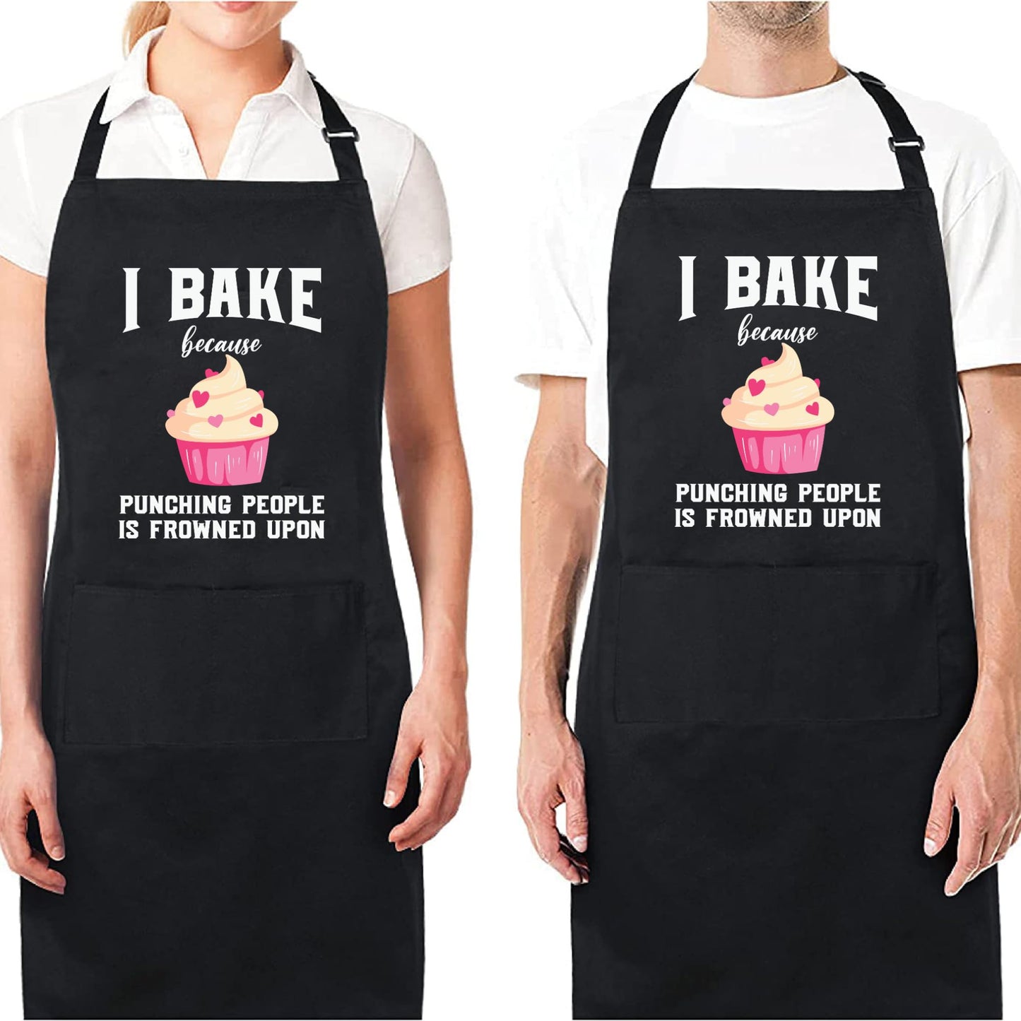 I Bake Because Punching People Frowned Upon Funny Aprons for Men Women Gift for her Chef Apron Kitchen Apron BBQ