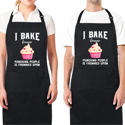I Bake Because Punching People Frowned Upon Funny Aprons for Men Women Gift for her Chef Apron Kitchen Apron BBQ