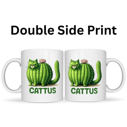 Be Buz Cattus Funny Cat Mug – Cute Pun Ceramic Coffee Mug for Cat Lovers – 11oz White Ceramic Tea Cup Plant Lover Gift