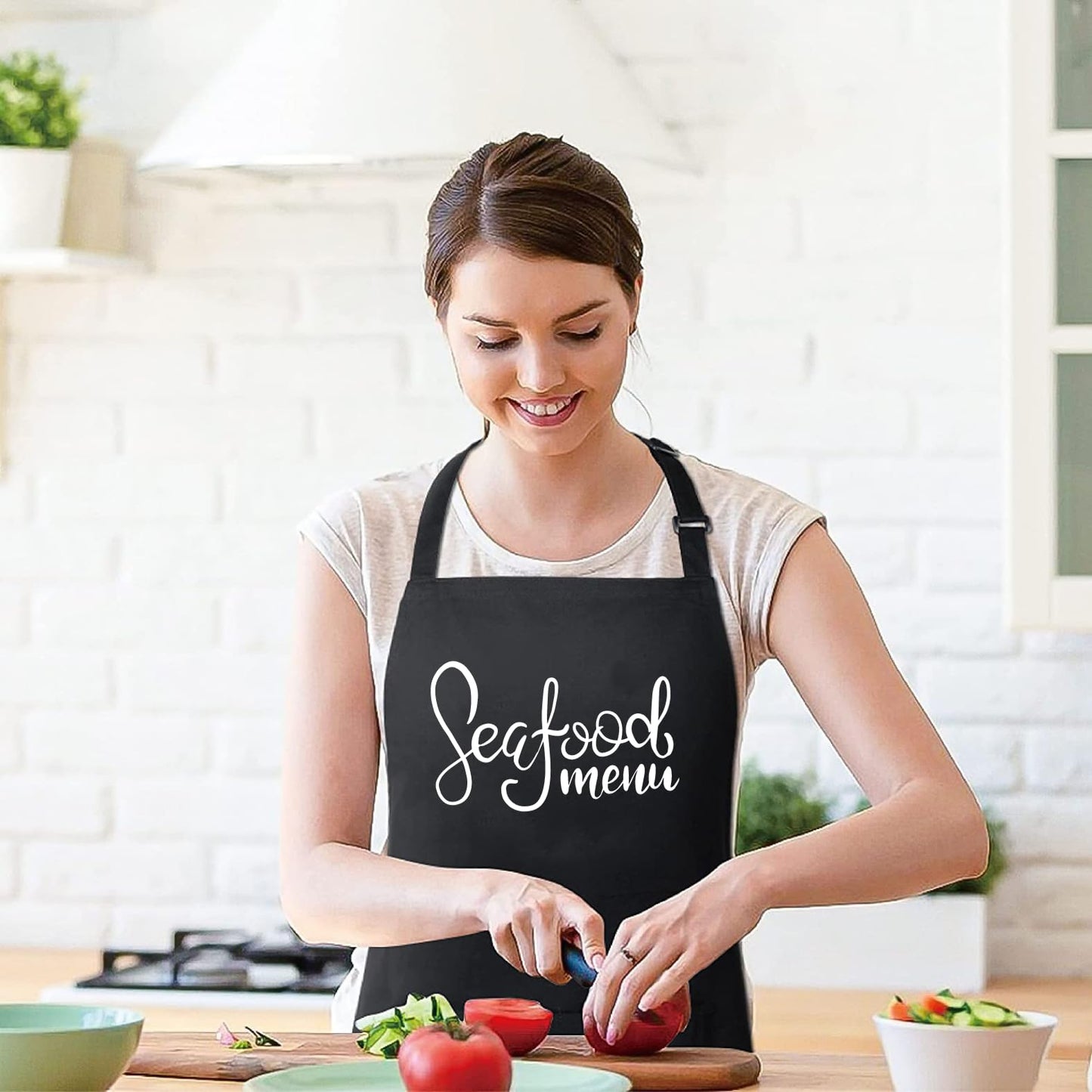 Seafood Menu Funny Aprons for men Printed Apron Gift for Her Chef Apron Kitchen Apron BBQ Apron Gift Baking Apron Father Day Gift