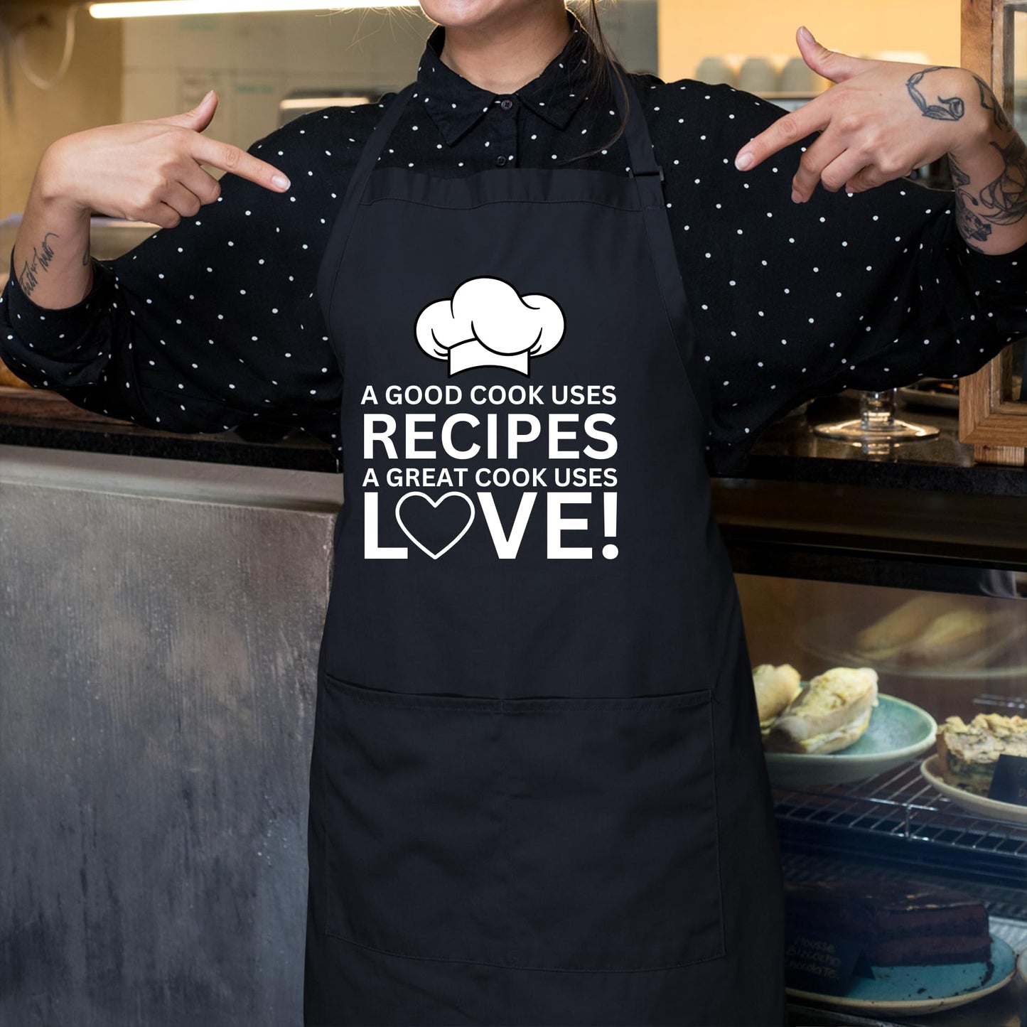 A Good Cook Uses Recipes A Great Cook Uses Love Funny Aprons for Women Printed Apron Gift for Her Chef Apron Kitchen Apron BBQ Apron Gift Baking Apron Father Day Gift