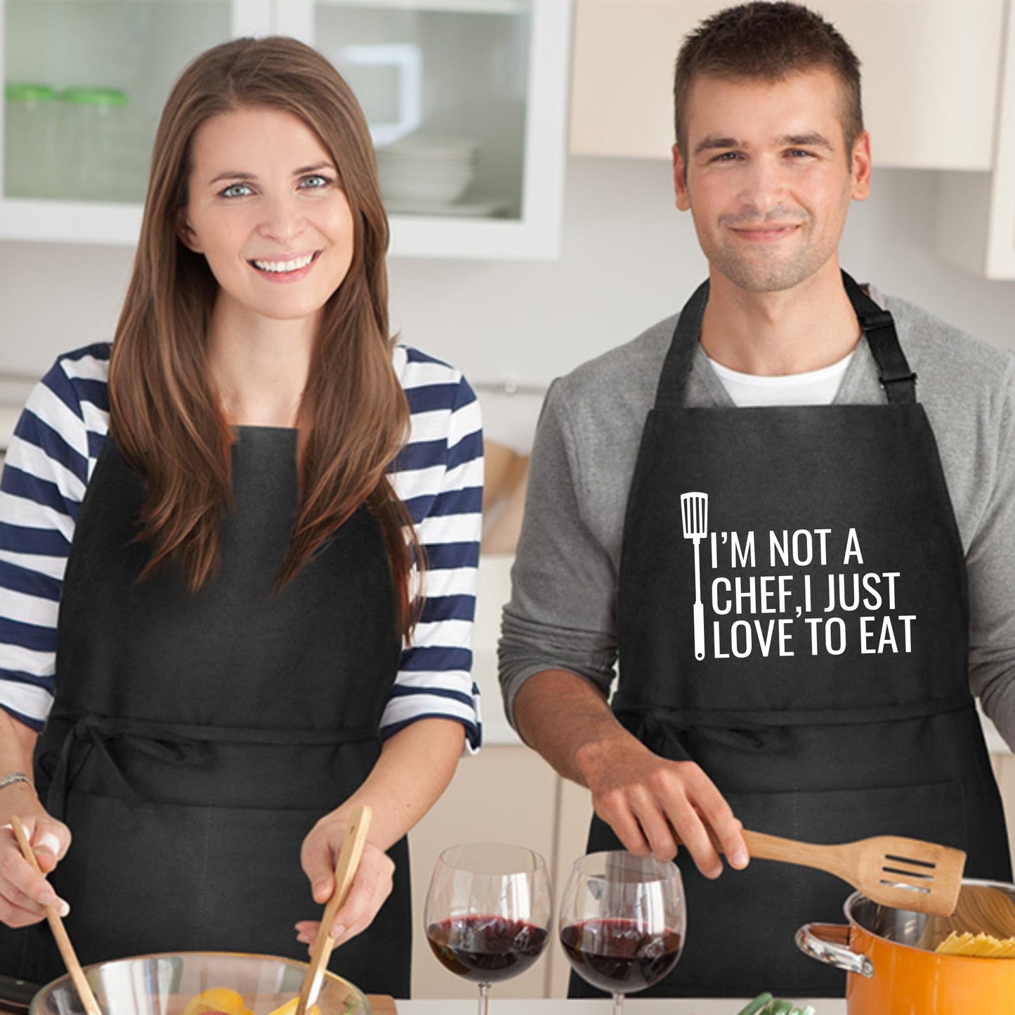 I am Not A Chef I Just Love to Eat Funny Aprons for Women Aprons for Men Gift for Her Chef Apron Kitchen Apron BBQ Apron Grill Apron Father Day Gift Black Apron