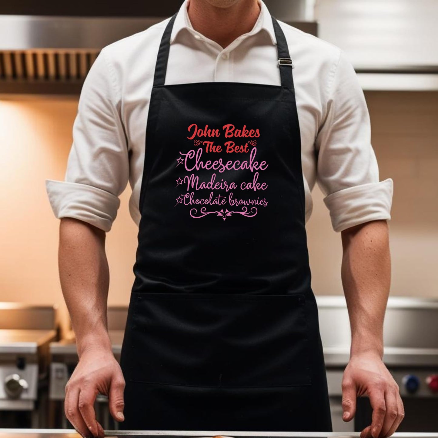 Custom Baking Apron with Adjustable Straps and Two Pockets Personalised Aprons Gift for Him Her Aprons for Women Kitchen Apron Baking Apron Mother Day Gift Black Apron