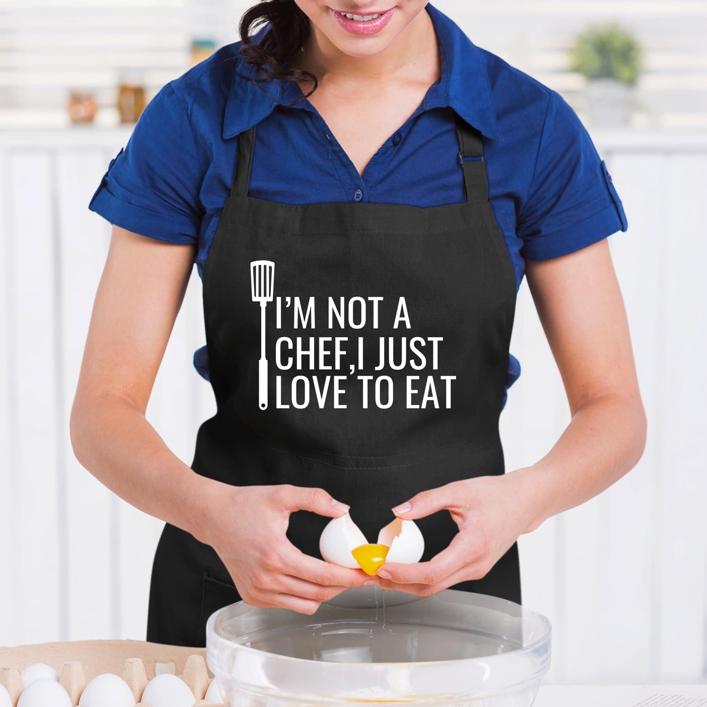 I am Not A Chef I Just Love to Eat Funny Aprons for Women Aprons for Men Gift for Her Chef Apron Kitchen Apron BBQ Apron Grill Apron Father Day Gift Black Apron