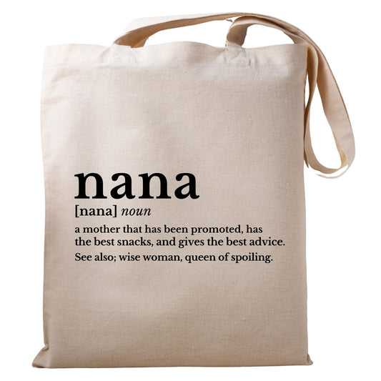 Be Buz Nana Noun Tote Bag Funny Nana Gift Mother's Day Gift for Grandma New Grandma Gift Reusable Bag for Nana