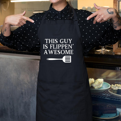 This Guy is Flipping Awesome Hilarious BBQ and Cooking Apron for Men and Women Gift for Chef and Food Lovers Funny Kitchen Apron for Cooking, Grilling, Baking