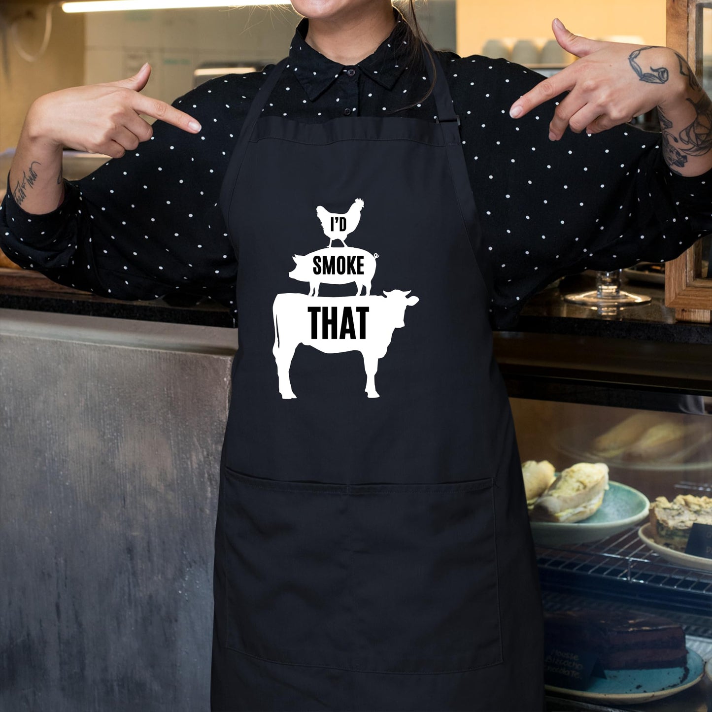 I'd Smoke That BBQ Apron for Grilling Enthusiasts Funny and Durable Grilling Apron for Men and Women Adjustable Heat-Resistant and Perfect for Barbecue Smoking, and Cooking