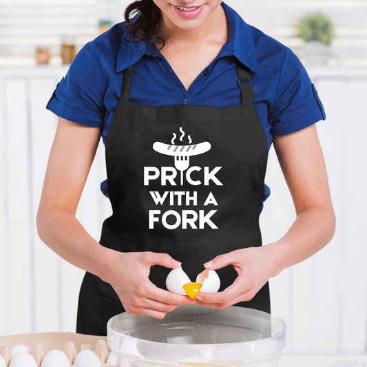 Prick with a Fork Apron - Funny Baking Apron for Home Bakers Chefs and Cooking Enthusiasts Adjustable Bib Apron with Pockets Gift for Bakers