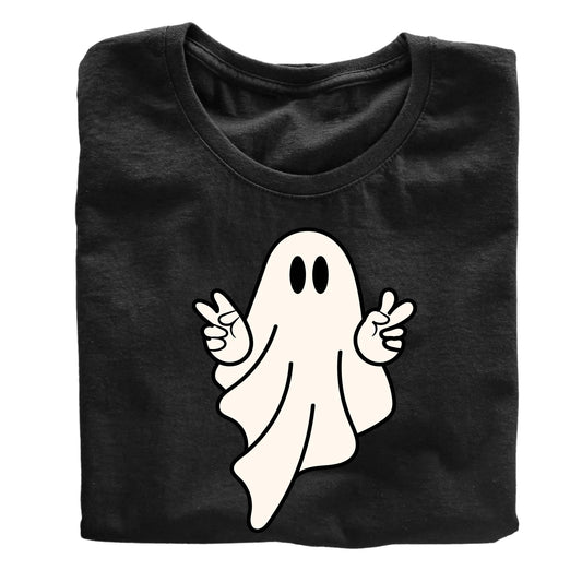 Ghost Posing Halloween Party Fun Adults Logo Printed Unisex Men Women Summer Winter Cotton Crew Neck Casual T-Shirt