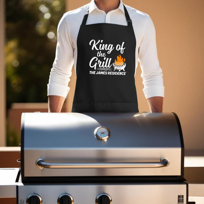Custom Grill Apron - BBQ Aprons for Men, Gift for Him, Dad Apron for Grilling Birthday BBQ gift for men Apron with Adjustable Straps and Two Pockets Personalized BBQ Apron