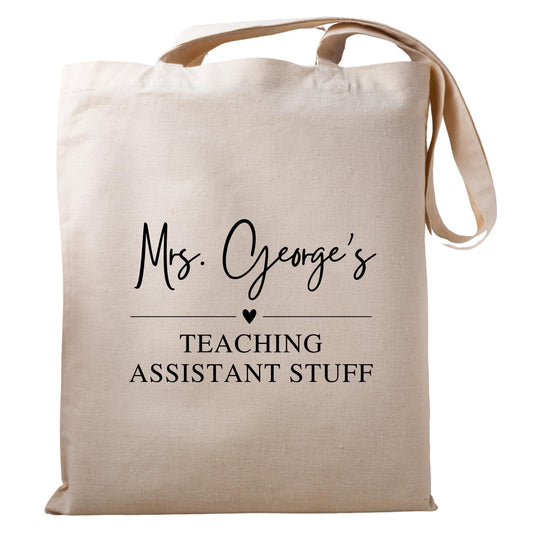 Personalized Teacher Tote Bag Custom Teacher Bag with Name, Teacher Gift, Teaching Assistant Present, Teacher Thank You Gift, Custom Teaching Assistant Stuff