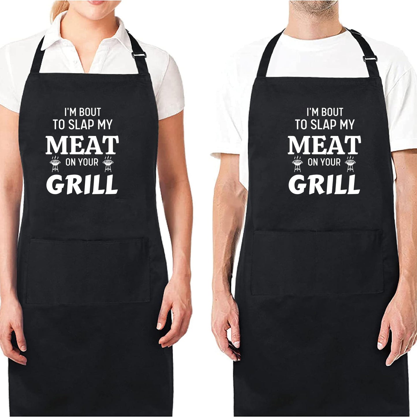 I'm Bout To Slap My Meat On Your Grill Funny Aprons for women Gift for father Christmas