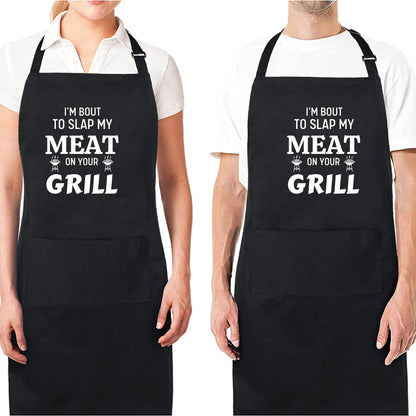 I'm Bout To Slap My Meat On Your Grill Funny Aprons for women Gift for father Christmas