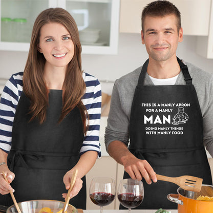 This is A Manly Apron for A Manly Man Funny Birthday Gifts for Dad Husband, Father in Law, Step Dad, Best Dad, Daddy - Dad Aprons for Cooking Lovers| Chef Aprons for Men and Women