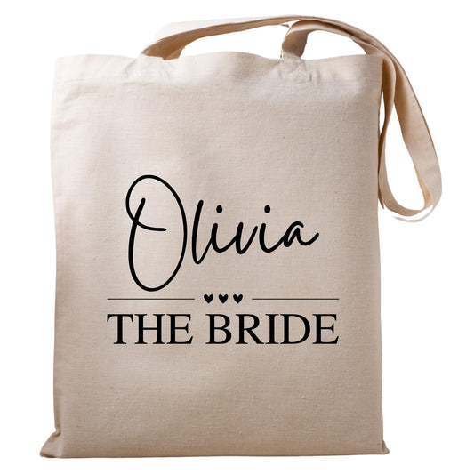 Custom Bride Name Tote Bag Personalised Bridal Tote, Custom Bride’s Name, Wedding Day Accessory, Bride Gift Bag, Bride to Be, Reusable Casual Bag for Work Shopping Travel