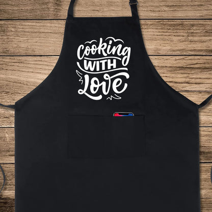 Cooking With Love Funny Aprons for men Printed Apron Gift for Her Chef Apron Kitchen Apron BBQ Apron Gift Baking Apron Father Day Gift