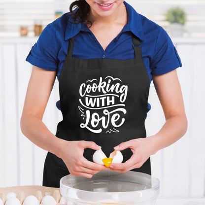 Cooking With Love Funny Aprons for men Printed Apron Gift for Her Chef Apron Kitchen Apron BBQ Apron Gift Baking Apron Father Day Gift