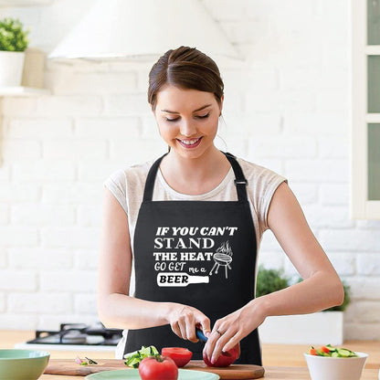 If You Can't Stand The Heat Go Get Me A Beer Funny Aprons for men Printed Apron Gift for Her Chef Apron Kitchen Apron BBQ Apron Gift Baking Apron Father Day Gift