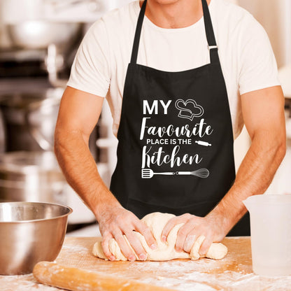My Favourite Place Is The Kitchen Funny Aprons for men Printed Apron Gift for Her Chef Apron Kitchen Apron BBQ Apron Gift Baking Apron Father Day Gift