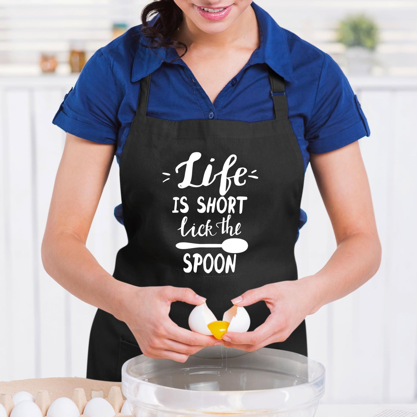 Life Is Short Lick The Spoon Funny Aprons for men Printed Apron Gift for Her Chef Apron Kitchen Apron BBQ Apron Gift Baking Apron Father Day Gift