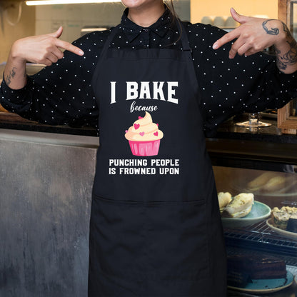I Bake Because Punching People Frowned Upon Funny Aprons for Men Women Gift for her Chef Apron Kitchen Apron BBQ