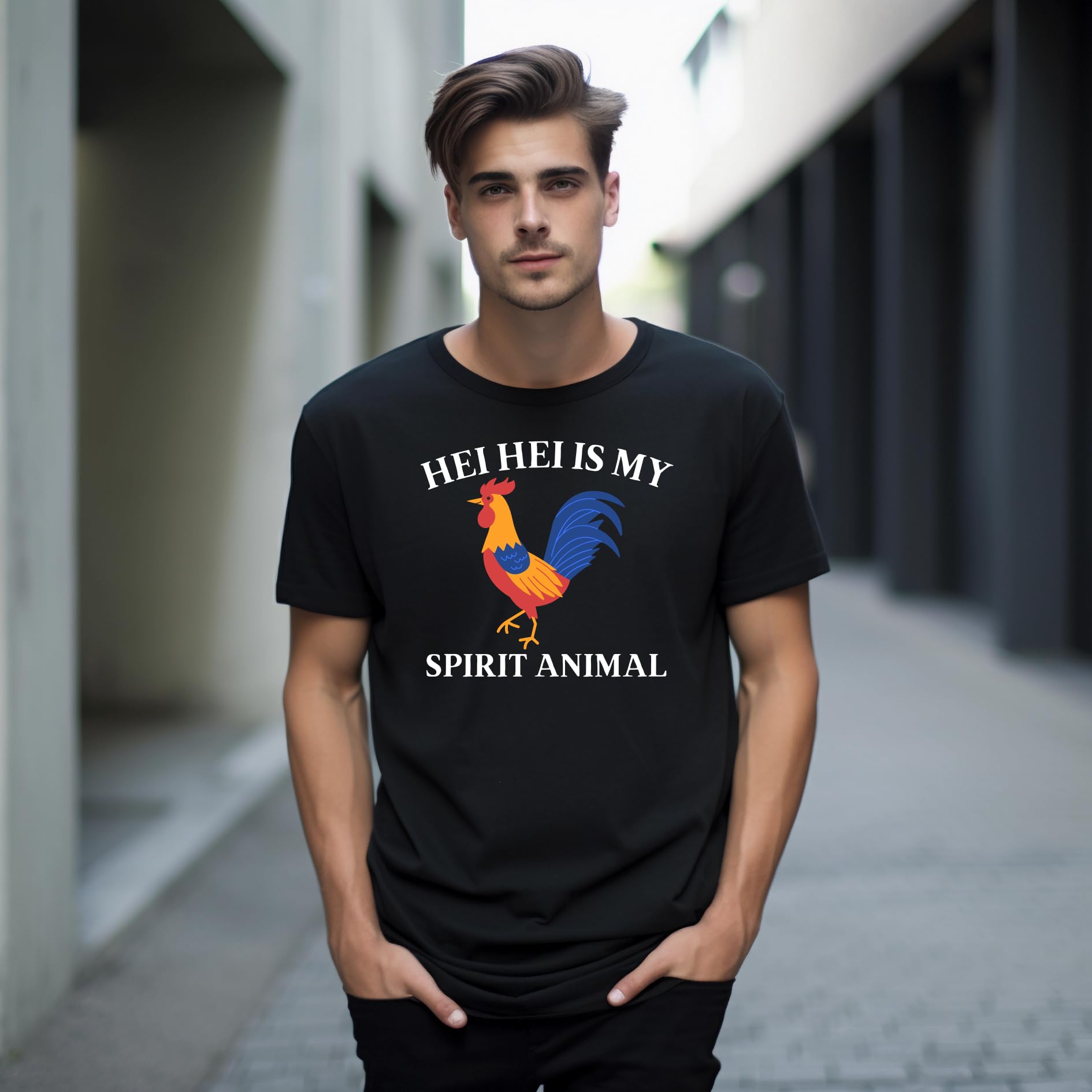 HEI HEI is My Spirit Animal Funny Printed Black Adults Unisex Men Women Summer Winter Cotton Crew Neck Casual T-Shirt - Top Tee