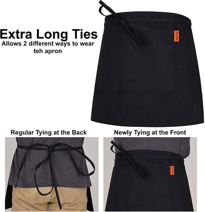 Personalised Short Apron Customised Half Waist Aprons Printed Aprons for Men Women Waitress Bar Pub Novelty Chef Gift for Her Him Dad