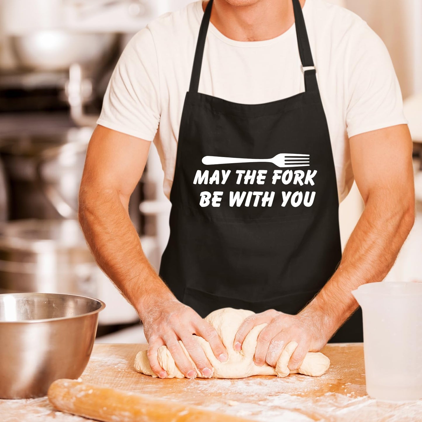 May The Fork Be With You Funny Aprons for men Printed Apron Gift for Her Chef Apron Kitchen Apron BBQ Apron Gift Baking Apron Father Day Gift