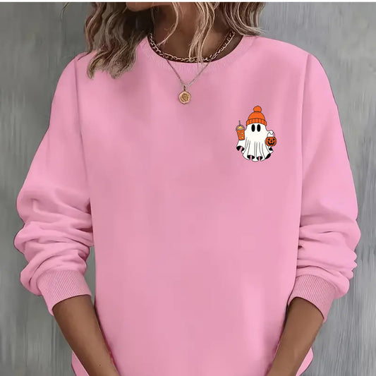 Be Buz Spooky Season Ghost Sweatshirt Halloween Pocket Size Ghost Pullover Unisex Sweatshirt October Crewneck