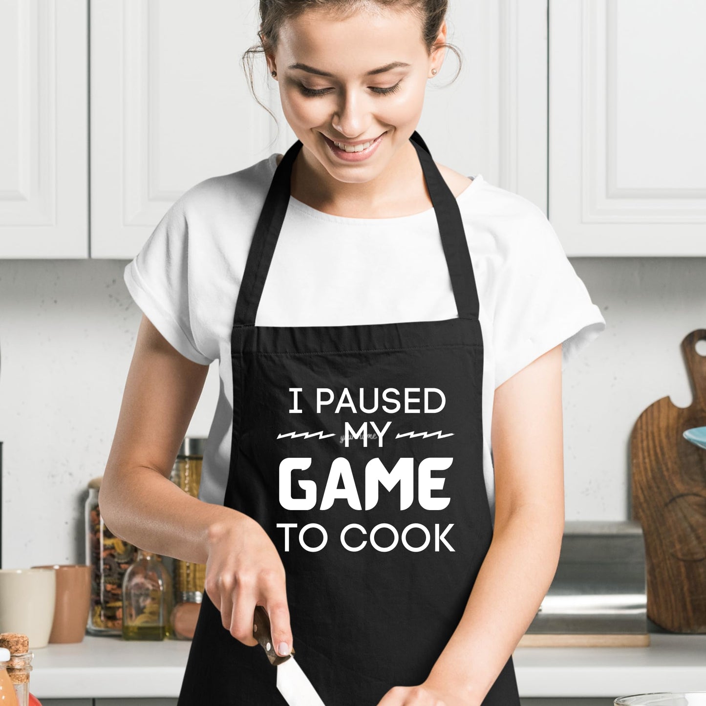 I Paused My Game To Cook Funny Aprons for Men Women Gift for her Chef Apron Kitchen Apron BBQ