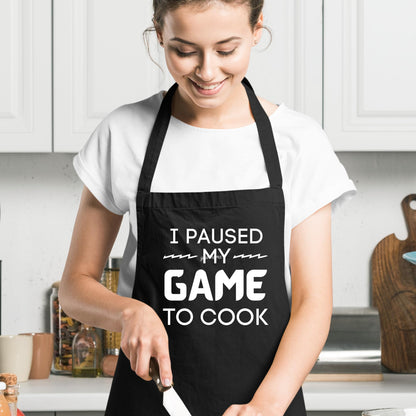 I Paused My Game To Cook Funny Aprons for Men Women Gift for her Chef Apron Kitchen Apron BBQ