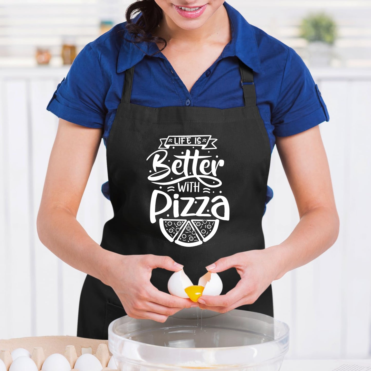 Life is Better With Pizza Funny Aprons for men Printed Apron Gift for Her Chef Apron Kitchen Apron BBQ Apron Gift Baking Apron Father Day Gift