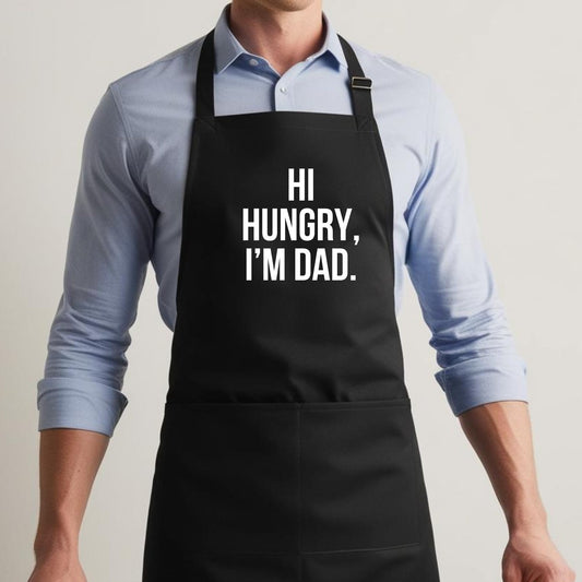 Hi Hungry I am Dad Funny Apron Dad Aprons Gift for Him Aprons for Mens Chef Apron Kitchen Apron BBQ Apron Grill Apron Father Day Gift Black Apron
