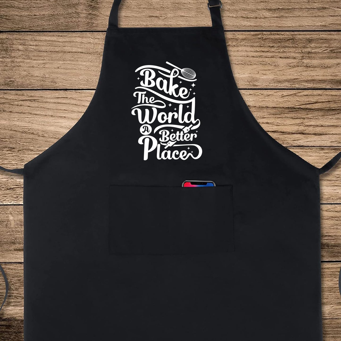 Bake The World A Better Place Funny Aprons for men Printed Apron Gift for Her Chef Apron Kitchen Apron BBQ Apron Gift Baking Apron Father Day Gift