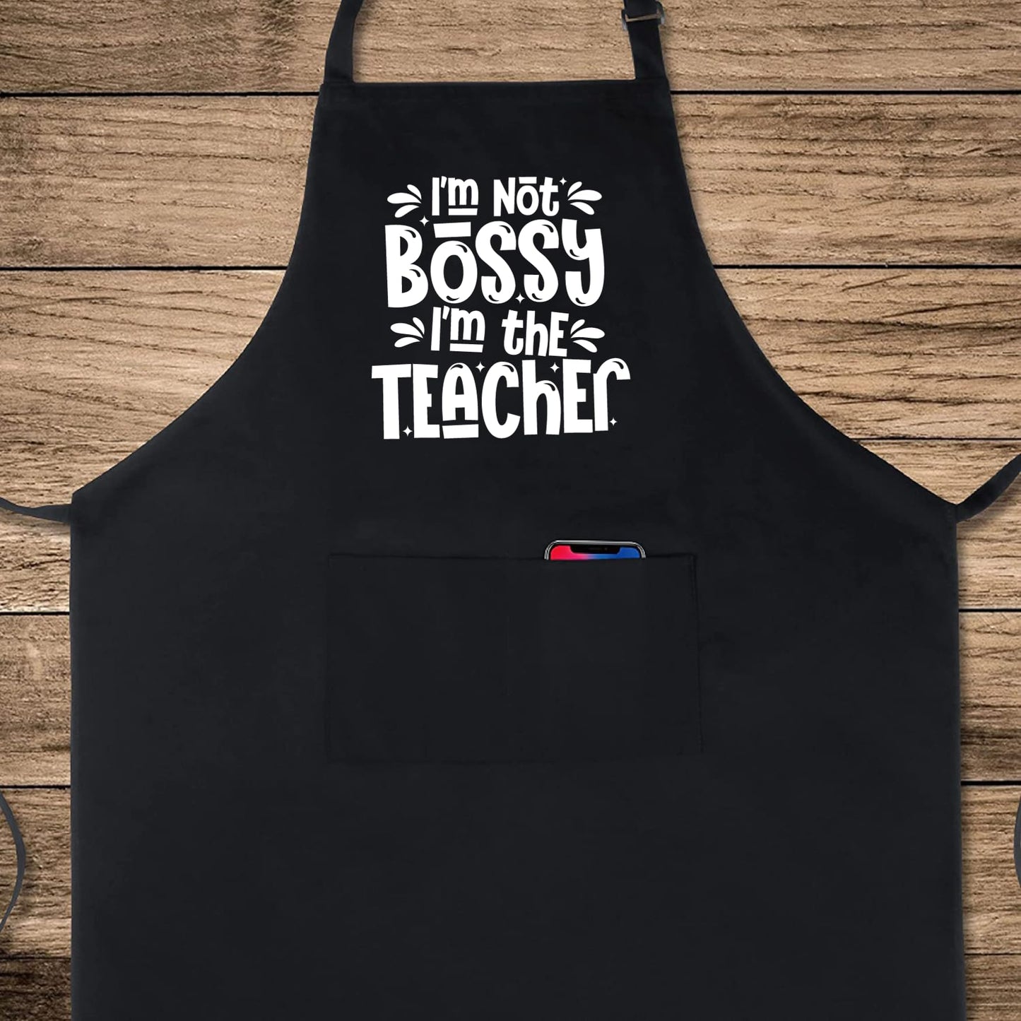 I'M Not Bossy I'm the Teacher Funny Aprons for men Printed Apron Gift for Her Chef Apron Kitchen Apron BBQ Apron Gift Baking Apron Father Day Gift