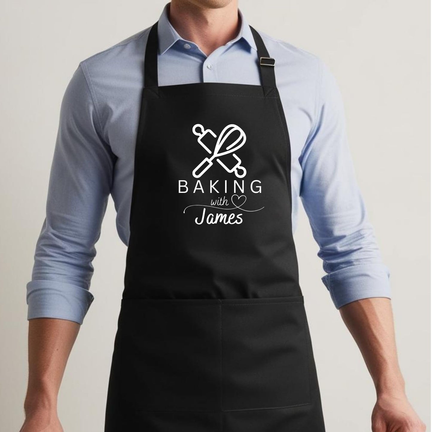 Baking Apron with Custom Name Apron for Baking, Cooking, and Grilling Custom Baking Apron with Adjustable Straps and Two Pockets Personalised Aprons Gift for Him Her Aprons for Women