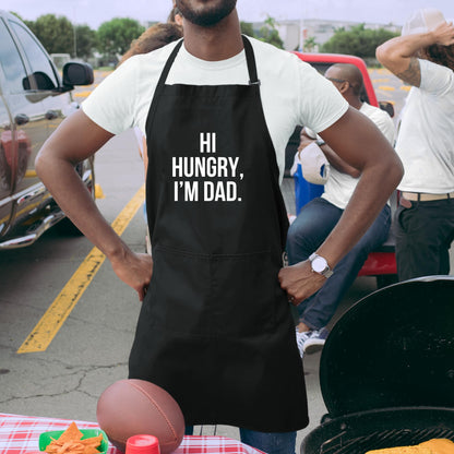 Hi Hungry I am Dad Funny Apron Dad Aprons Gift for Him Aprons for Mens Chef Apron Kitchen Apron BBQ Apron Grill Apron Father Day Gift Black Apron