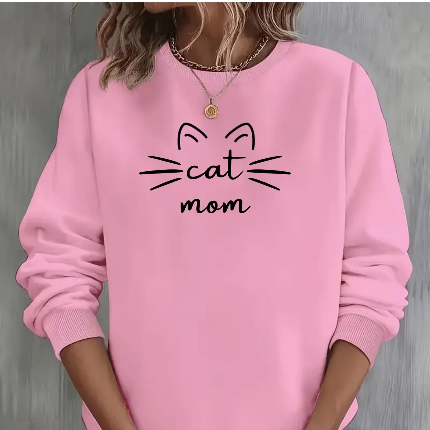 Be Buz Cat Mom Sweatshirt Cute Funny Cat Lover Gift for Women Cozy Pullover for Pet Moms Lady Aesthetic Sweatshirt - Top Tee