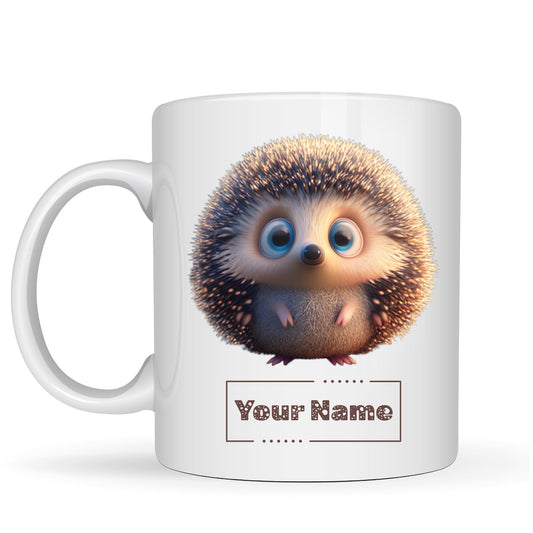 Personalized Hedgehog Mug – Custom Name Ceramic Coffee Cup – Cute Animal Gift for Kids, Hedgehog Lovers and Pet Owners – 11oz