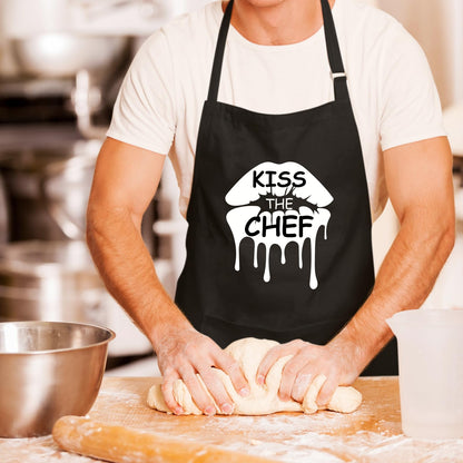 Kiss The Chef Funny Aprons for men Printed Apron Gift for Her Chef Apron Kitchen Apron BBQ Apron Gift Baking Apron Father Day Gift