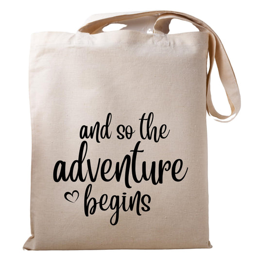 Bridal Shower Gifts for Bride And So the Adventure Begins tote bag Reusable Casual Bag for Work Shopping Travel