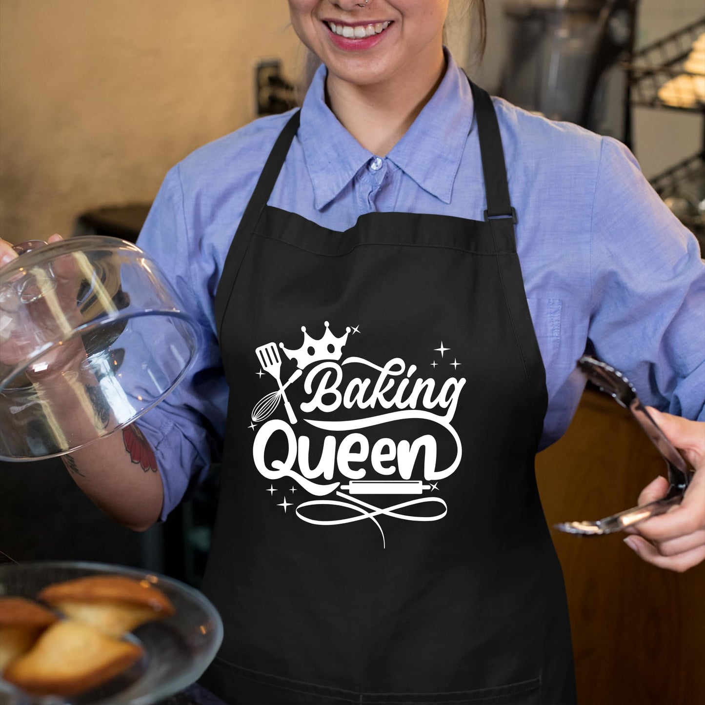 Baking Queen Aprons for Women Funny Printed Apron Gift for her Chef Apron Kitchen Apron BBQ Apron Gift Baking Apron Gift for MOM
