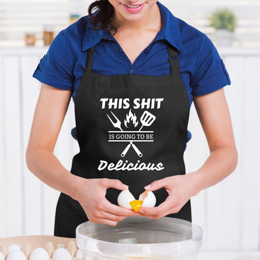 This Sh!t Is Going To Be Delicious Funny Aprons for men Printed Apron Gift for Her Chef Apron Kitchen Apron BBQ Apron Gift Baking Apron Father Day Gift